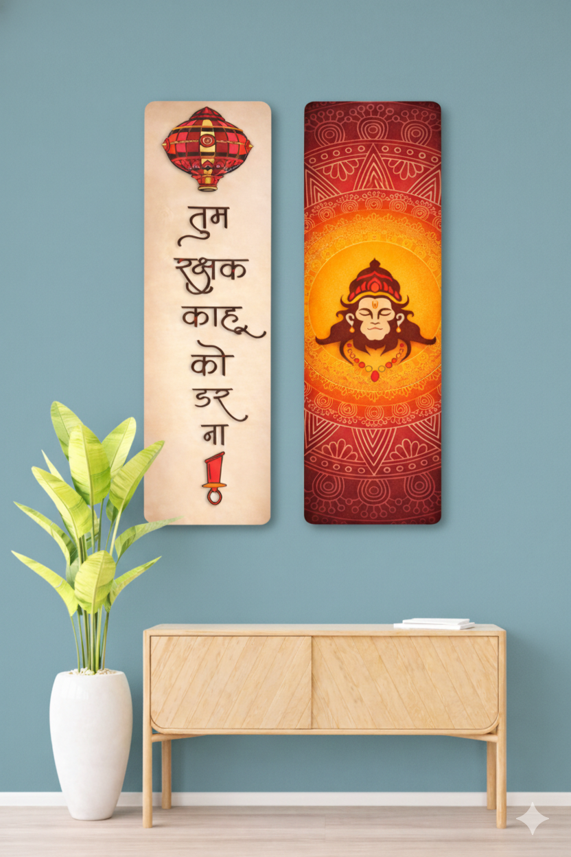 Hanuman wall decor displayed 