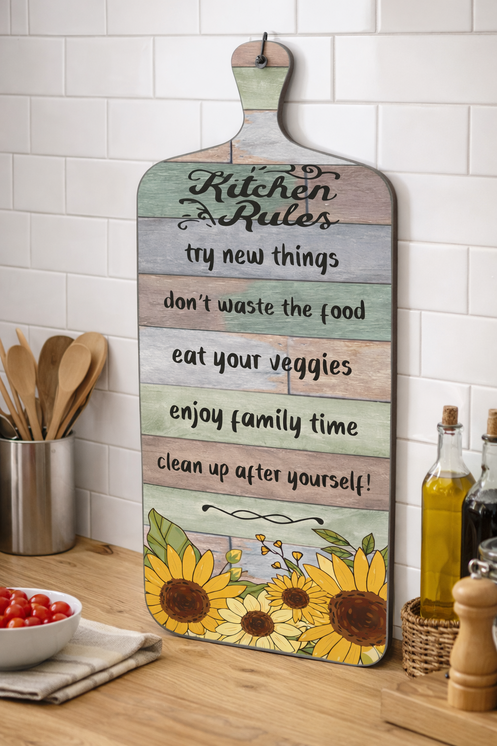Kitchen wall decor closeup detail
