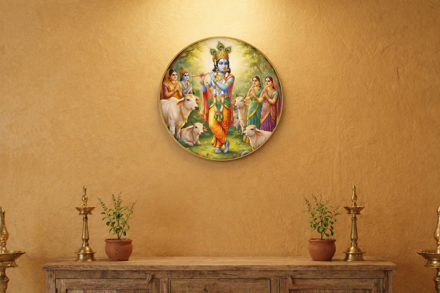 Krishna wall decor closeup detail