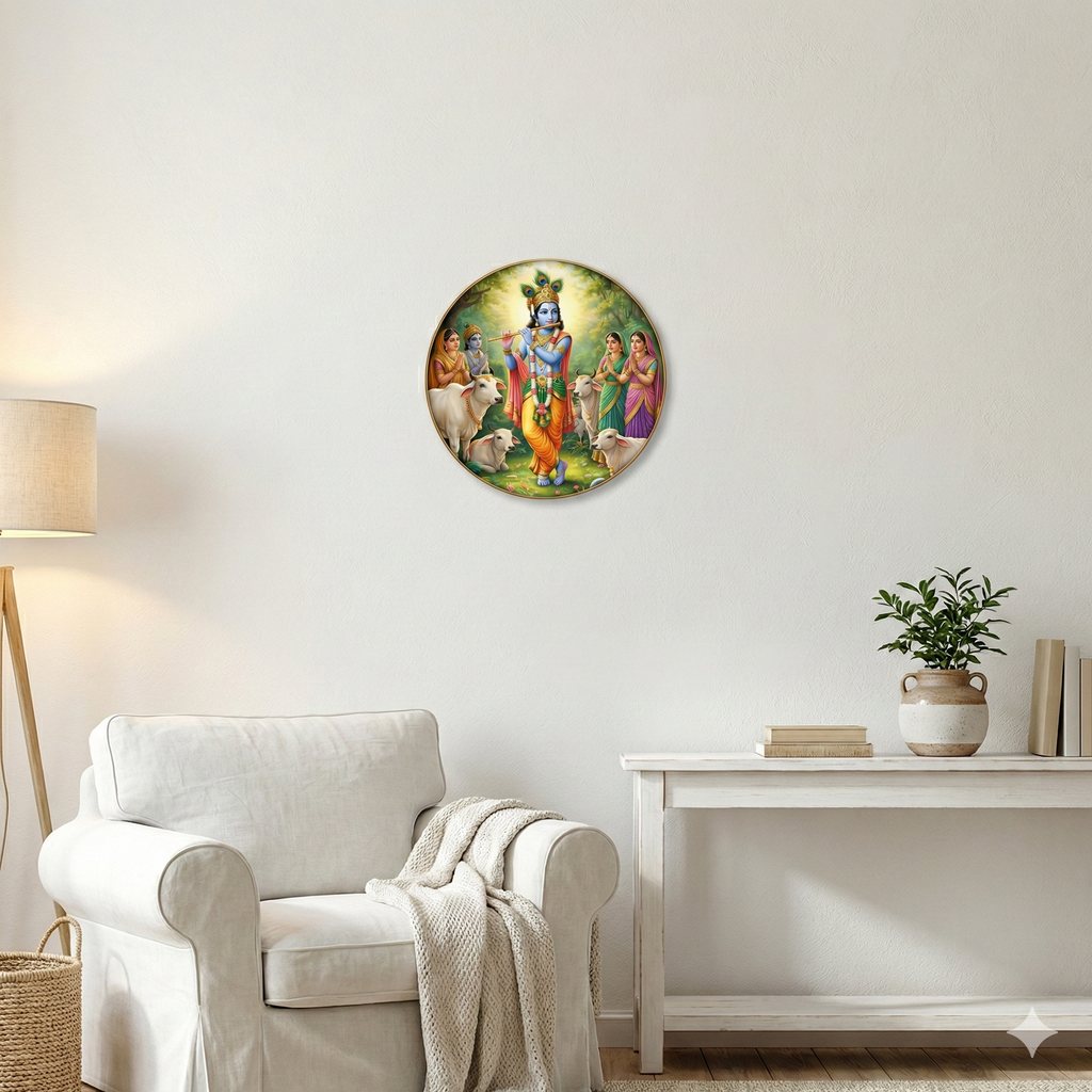 Krishna wall decor displayed in Living Room