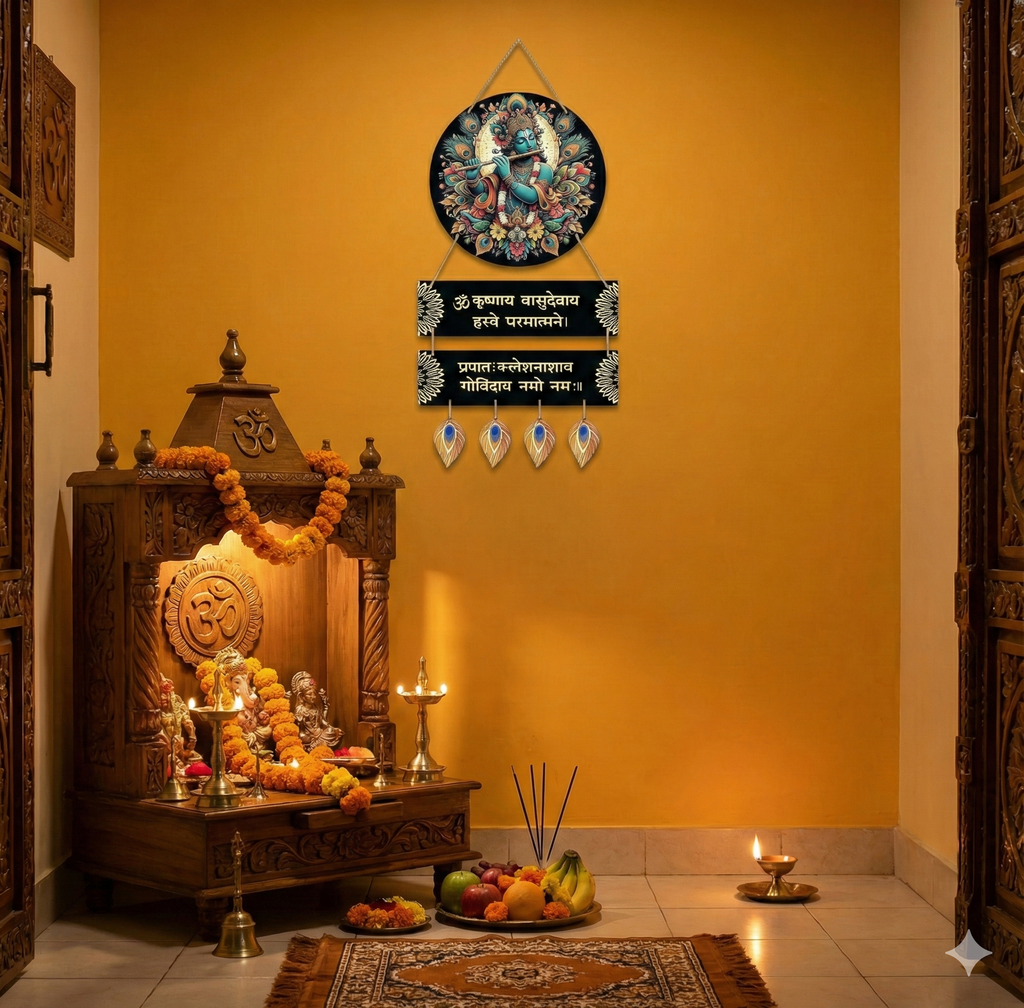 Krishan wall Decor wall decor displayed in Pooja Room