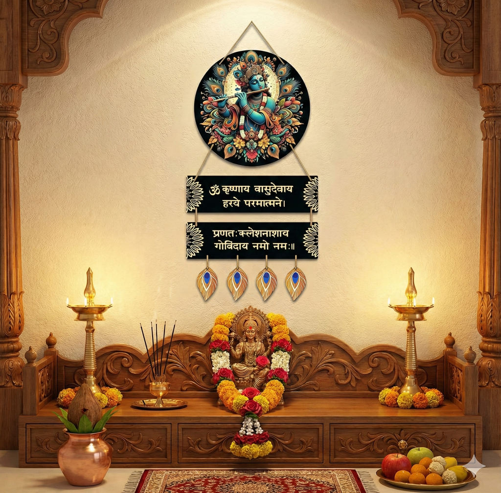 Krishna wall Decor wall decor displayed in Pooja Room