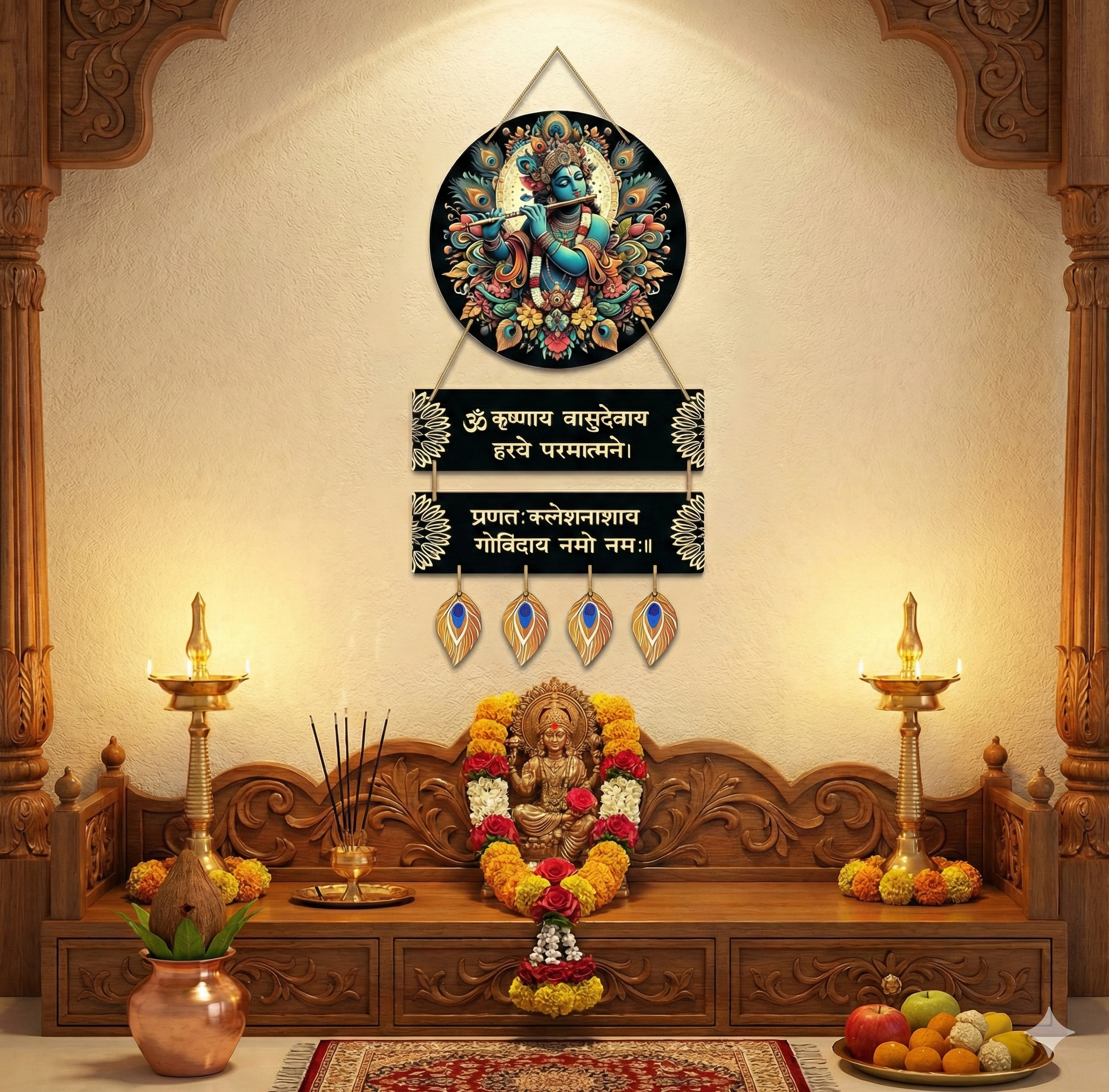Krishna wall Decor wall decor displayed in Pooja Room