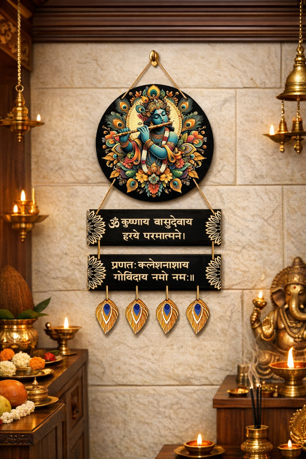 Krishna wall Decor wall decor displayed in Pooja Room