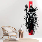 Standing Lord Shiva with Trishul Modern Wall Art Decal Sticker Abstract Mahadev Digital Art for Home Gym and Office Decor