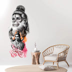 Divine Shri Ram and Hanuman Ji Wall Sticker - "Shree Ram" Calligraphy Art Decal Premium Spiritual Portrait for Living Room, Pooja Room, and Festive Home Decor-60 cm
