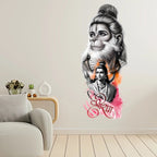Divine Shri Ram and Hanuman Ji Wall Sticker - "Shree Ram" Calligraphy Art Decal Premium Spiritual Portrait for Living Room, Pooja Room, and Festive Home Decor-60 cm