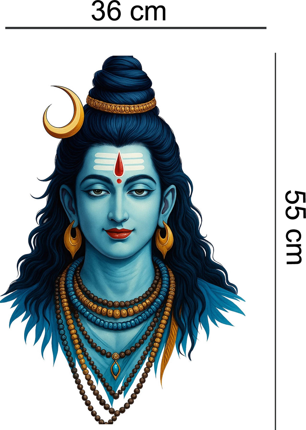 Divine Lord Shiva Portrait Wall Sticker - Calm Mahadev Spiritual Face Decal (55 cm x 36 cm) Premium High-Definition Vinyl Art for Living Room, Pooja Room, and Meditation Space