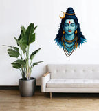 Divine Lord Shiva Portrait Wall Sticker - Calm Mahadev Spiritual Face Decal (55 cm x 36 cm) Premium High-Definition Vinyl Art for Living Room, Pooja Room, and Meditation Space