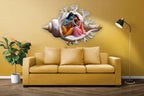 Divine Radha Krishna Seated in Sacred Shankh Wall Sticker - 60 cm x 40 cm Premium Spiritual Wall Decal for Living Room, Pooja Room, and Auspicious Gifting