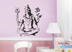Lord Shiva Meditating with Trishul and Om Wall Decal Sticker Spiritual Mahadev Wall Art for Puja Room and Yoga Studio Decor