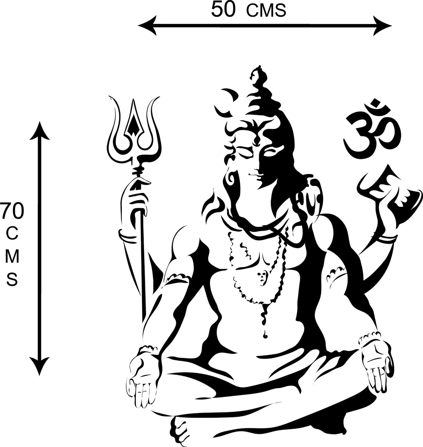 Lord Shiva Meditating with Trishul and Om Wall Decal Sticker Spiritual Mahadev Wall Art for Puja Room and Yoga Studio Decor