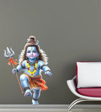 Cute Bal Shiva with Trishul Wall Sticker - Little Mahadev 3D Art Decal (58 cm) Premium Kids' Room Spiritual Wall Decor for Nursery, Playroom, and Modern Homes
