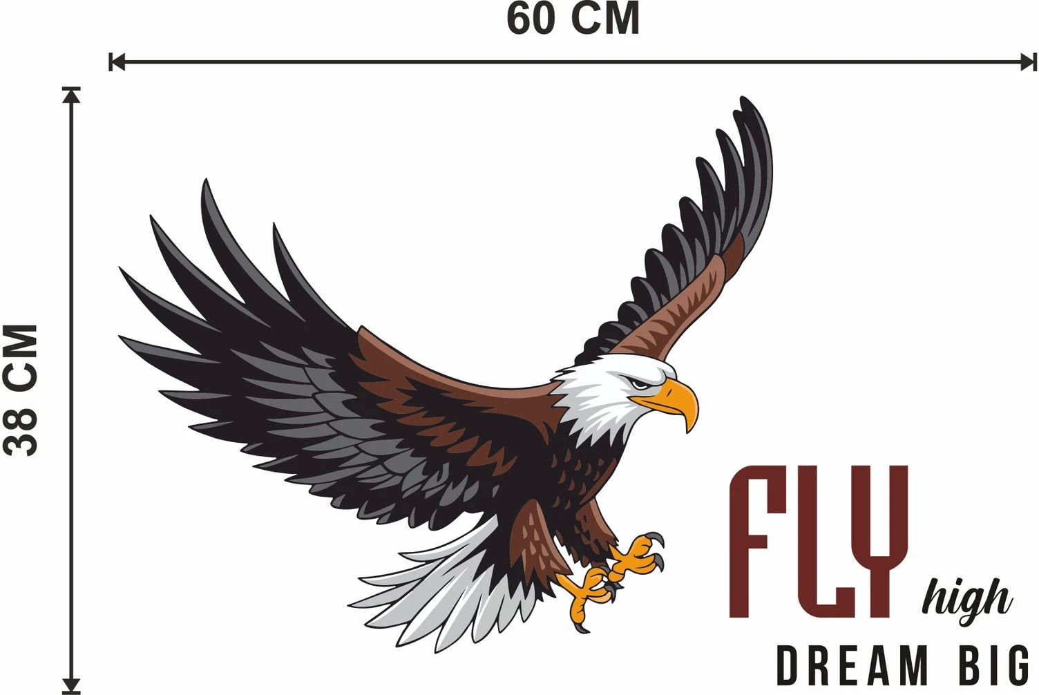 Soaring Eagle Fly High Dream Big Wall Decal Peel and Stick Sticker Inspirational Bird Wall Art for Home Office and Bedroom Decor