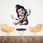 Cute Bal Shiva Baby Wall Sticker - Joyful Little Mahadev 3D Art Decal (51x50 cm) Premium Kids' Room Spiritual Wall Decal for Nursery, Playroom, and Home Decor