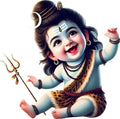 Cute Bal Shiva Baby Wall Sticker - Joyful Little Mahadev 3D Art Decal (51x50 cm) Premium Kids' Room Spiritual Wall Decal for Nursery, Playroom, and Home Decor