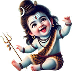 Cute Bal Shiva Baby Wall Sticker - Joyful Little Mahadev 3D Art Decal (51x50 cm) Premium Kids' Room Spiritual Wall Decal for Nursery, Playroom, and Home Decor