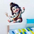 Cute Bal Shiva Baby Wall Sticker - Joyful Little Mahadev 3D Art Decal (51x50 cm) Premium Kids' Room Spiritual Wall Decal for Nursery, Playroom, and Home Decor