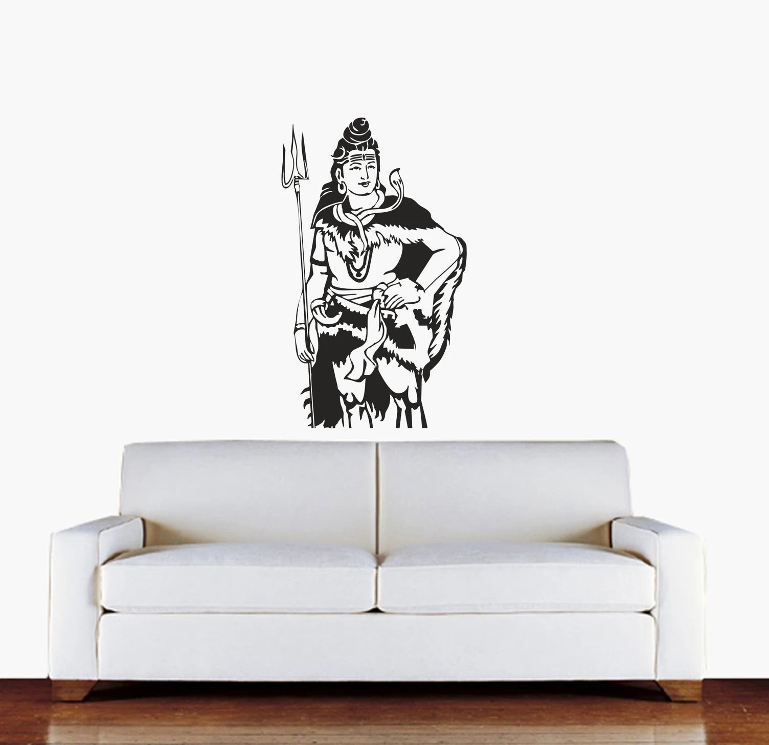 Lord Shiva Standing Silhouette Wall Sticker - Black Mahadev Art Decal (56 cm) Premium Minimalist Spiritual Wall Decor for Living Room, Gym, and Office