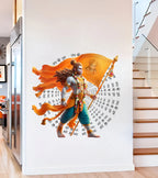 Powerful Lord Hanuman Carrying Saffron Dhwaja Wall Sticker - "Jai Shree Ram" Mantra Art Premium Bajrangbali Warrior Decal for Living Room, Gym, and Home Entrance Decor