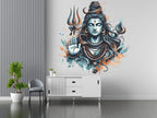Modern Watercolor Lord Shiva Blessing Wall Sticker - Vibrant Mahadev Art Decal (50x50 cm) Premium Artistic Vinyl Decal for Living Room, Creative Studio, and Modern Home Decor
