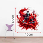 Modern Lord Shiva Meditating Abstract Wall Sticker - Spiritual Red Splash Art Decal Divine Mahadev Vinyl Wall Graphics for Living Room, Pooja Room, and Yoga Studio
