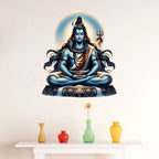 Majestic Lord Shiva Meditating Wall Sticker - Divine Blue Mahadev Art Decal (20 Inch) Premium Spiritual Wall Decor for Pooja Room, Yoga Studio, and Meditation Space