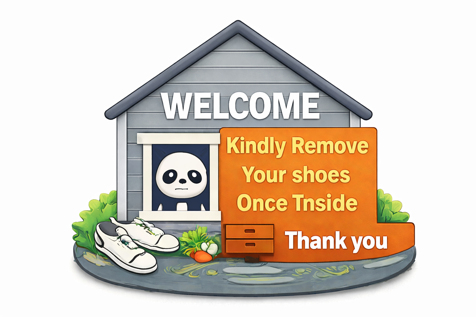 Entrance  MDF wall decor  Grey and Orange 