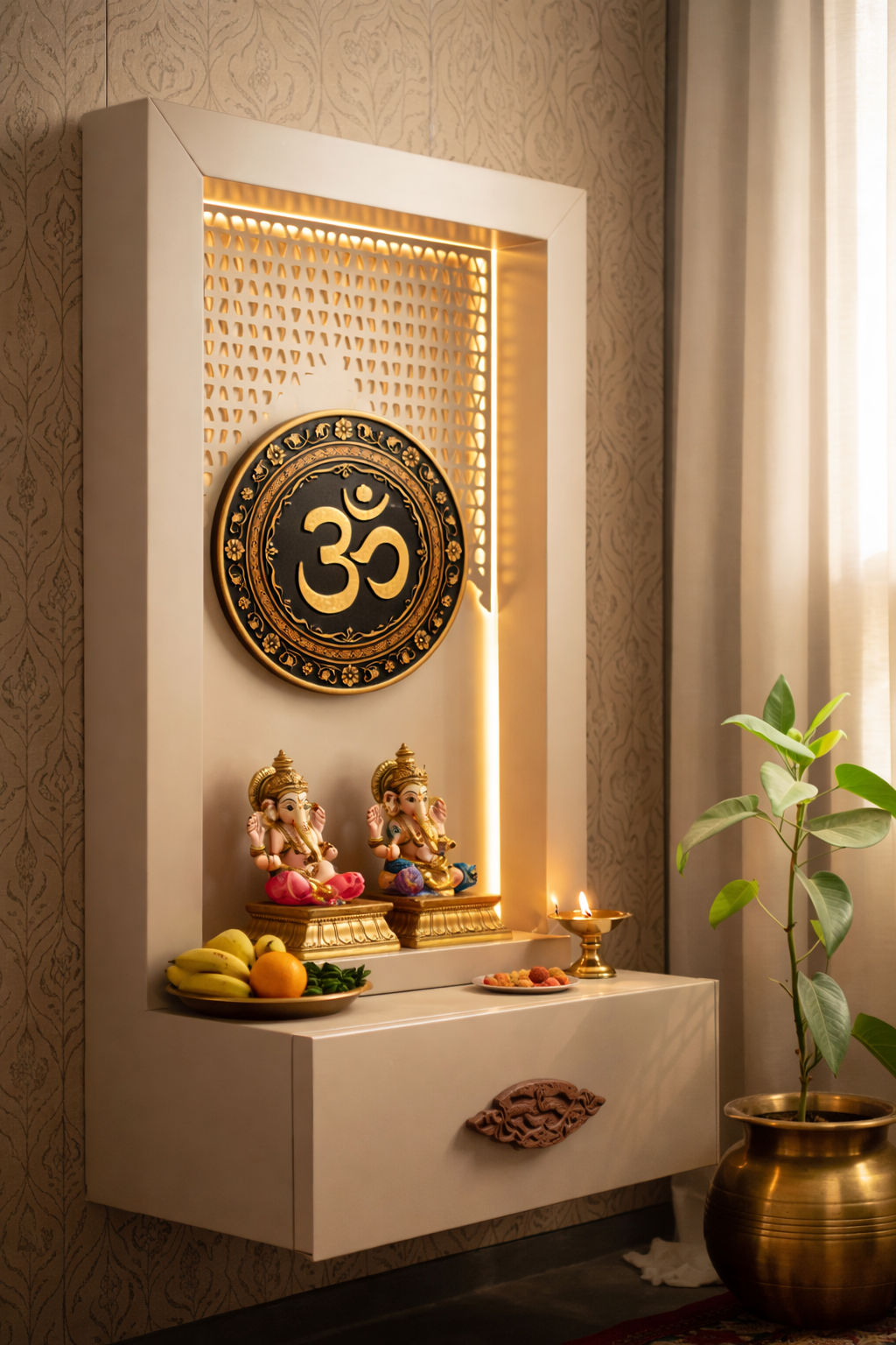 Om wall decor angled view
