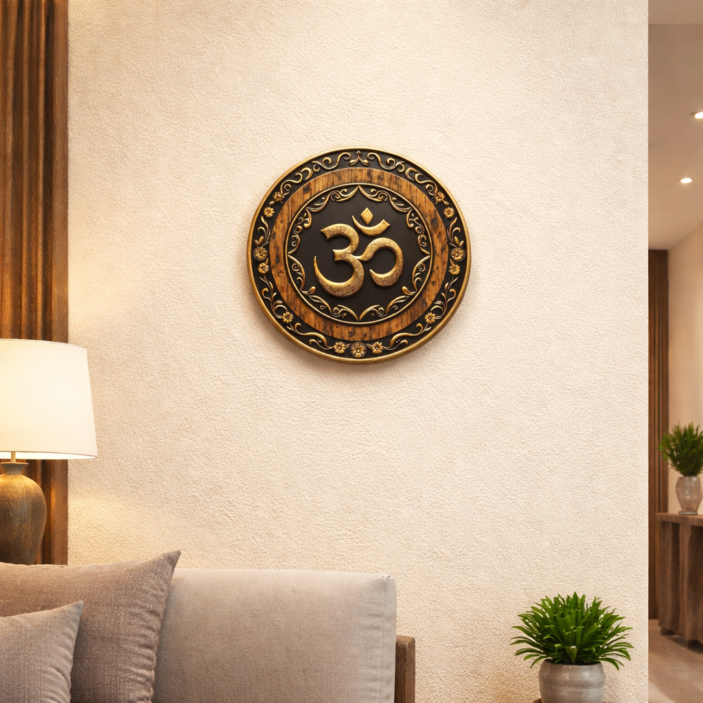 Om wall decor closeup detail