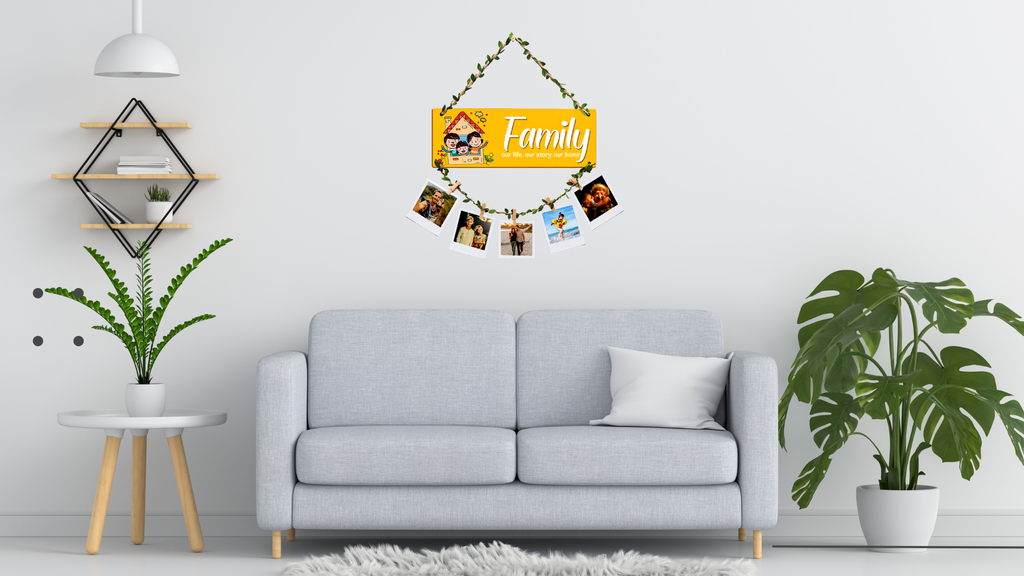 Photo Display wall decor displayed in Living room 