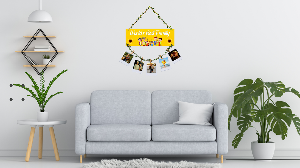 Photo Display wall decor displayed in Living room 