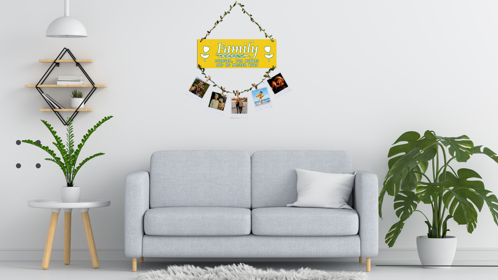 Photo Display wall decor displayed in Living room 