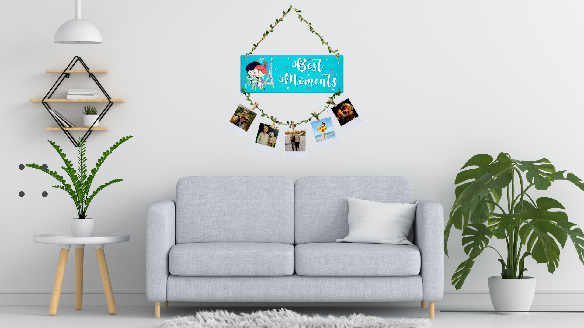 Photo Display wall decor displayed in Living room 