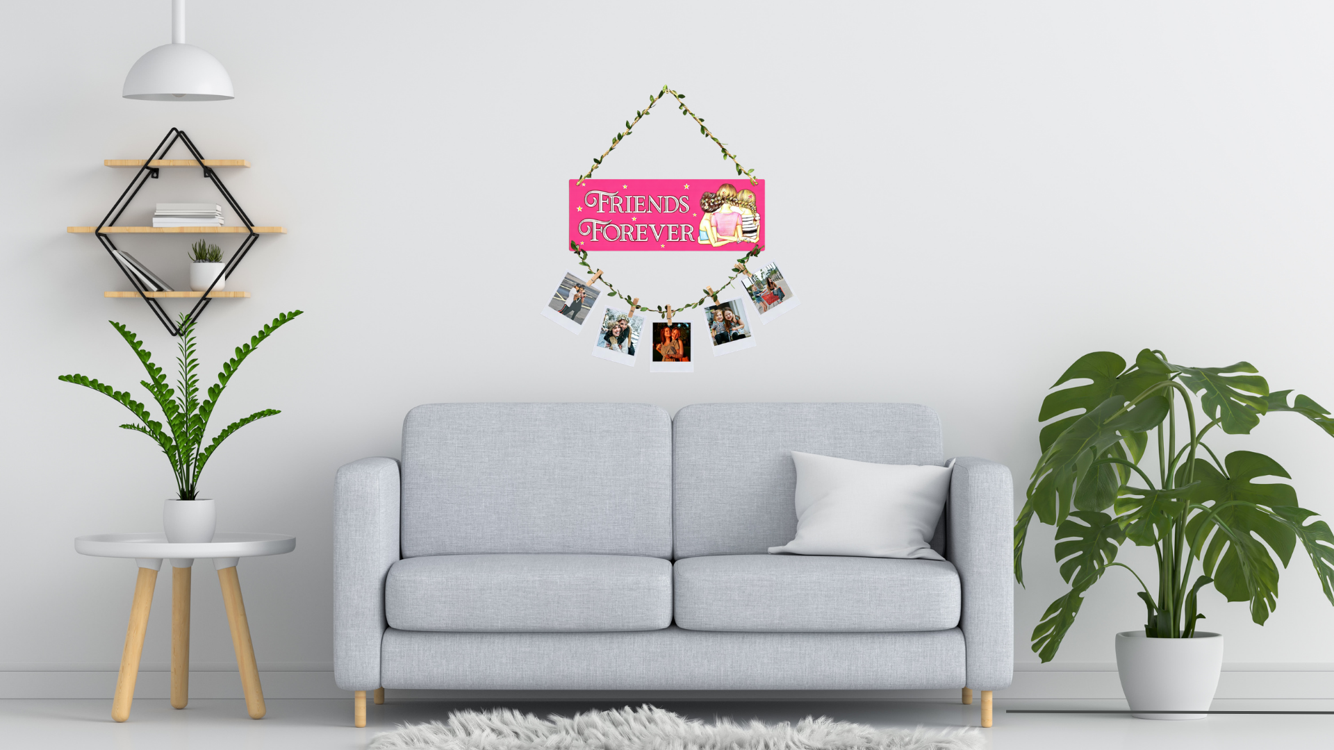 Photo Display wall decor displayed in Living room 