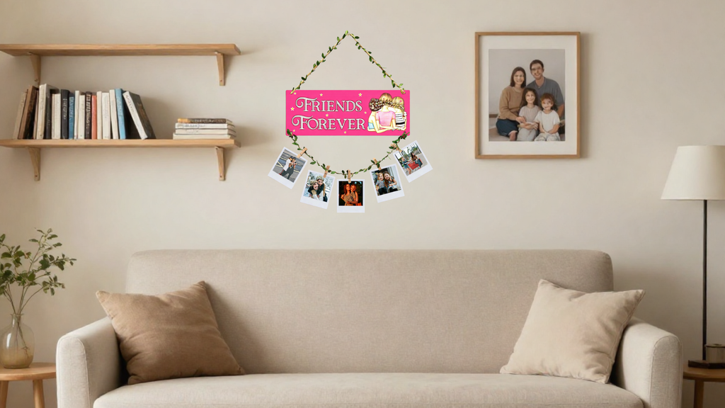 Photo Display wall decor displayed in Living room 