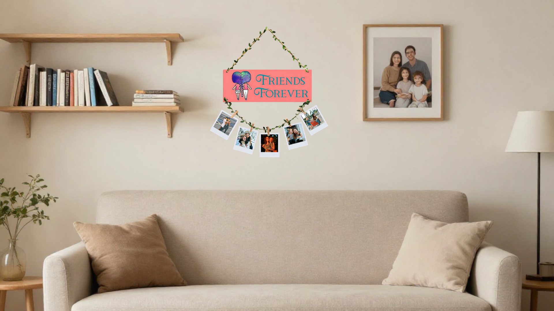 Photo Display wall decor displayed in Living room 
