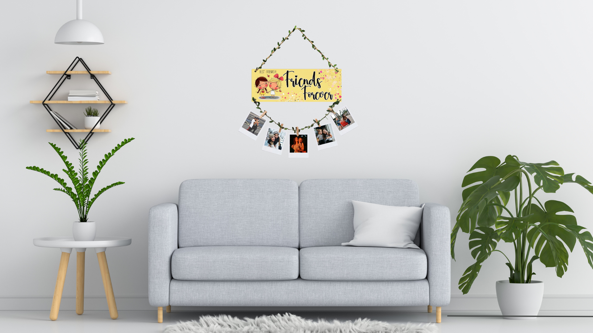 Photo Display wall decor displayed in Living room 