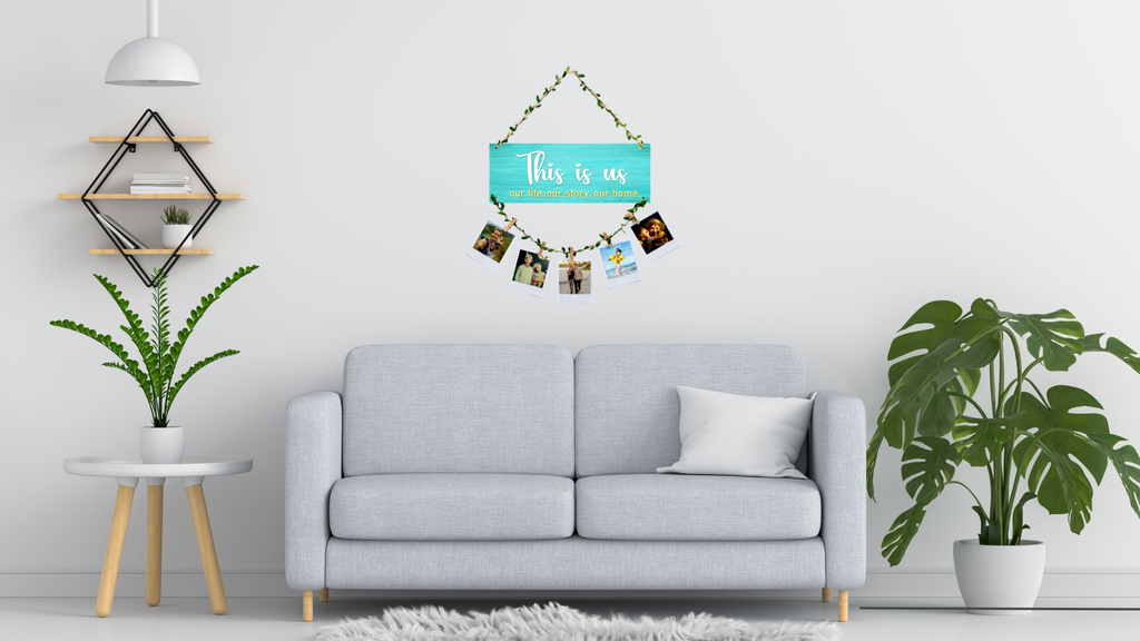 Photo Display wall decor displayed in Living room 