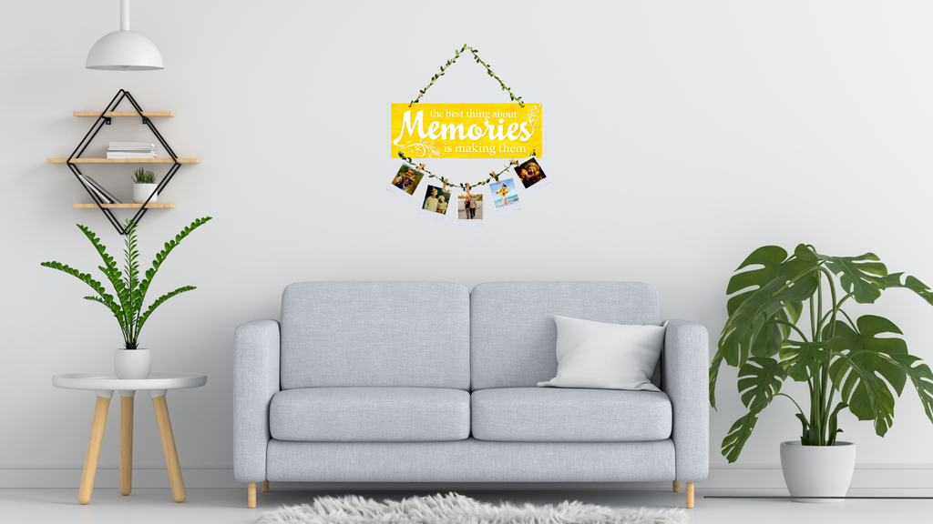 Photo Display wall decor displayed in Living room 