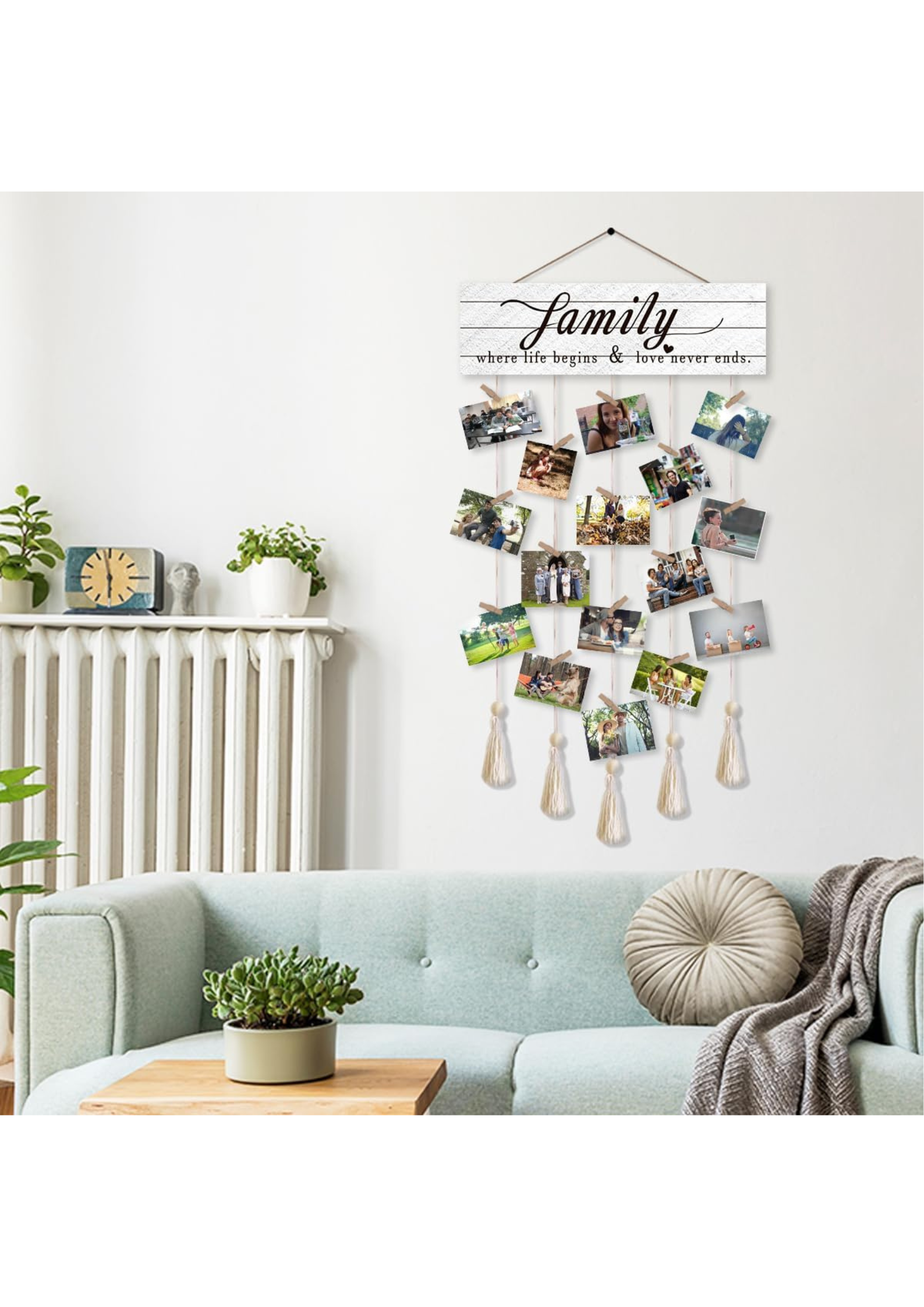 Photo Display wall decor displayed in Living Room