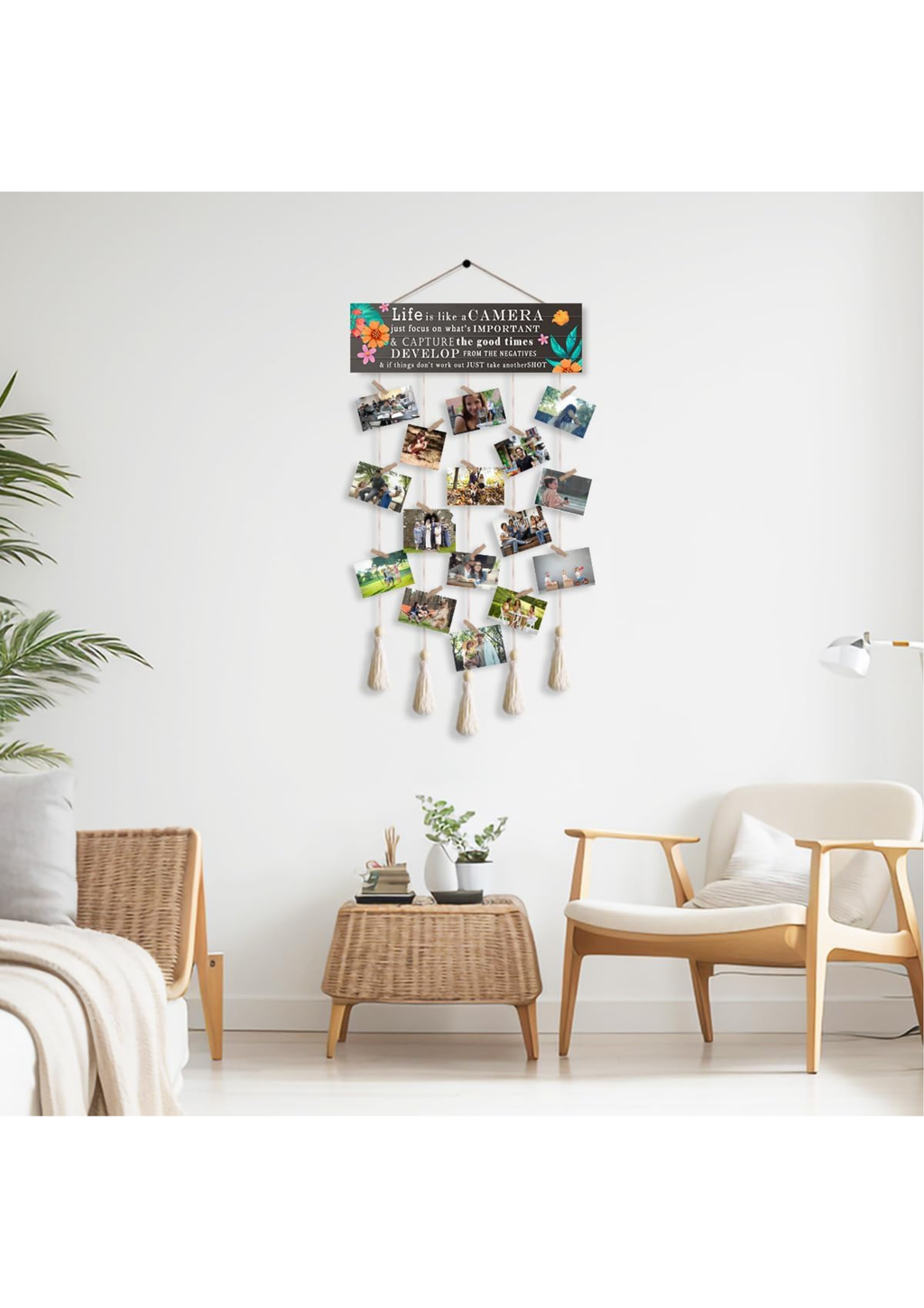 Photo Display wall decor displayed in Living Room