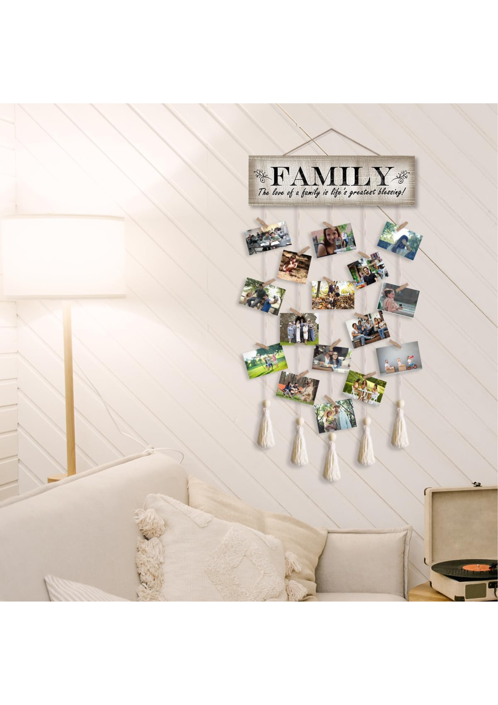 Photo Display wall decor displayed in Living Room