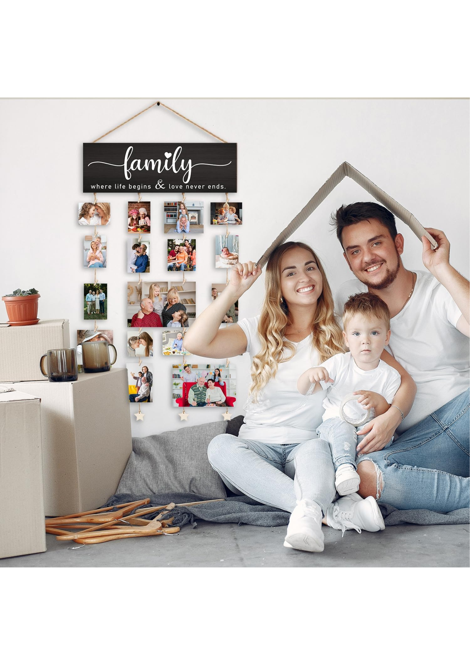 Photo Display wall decor displayed in Living Room