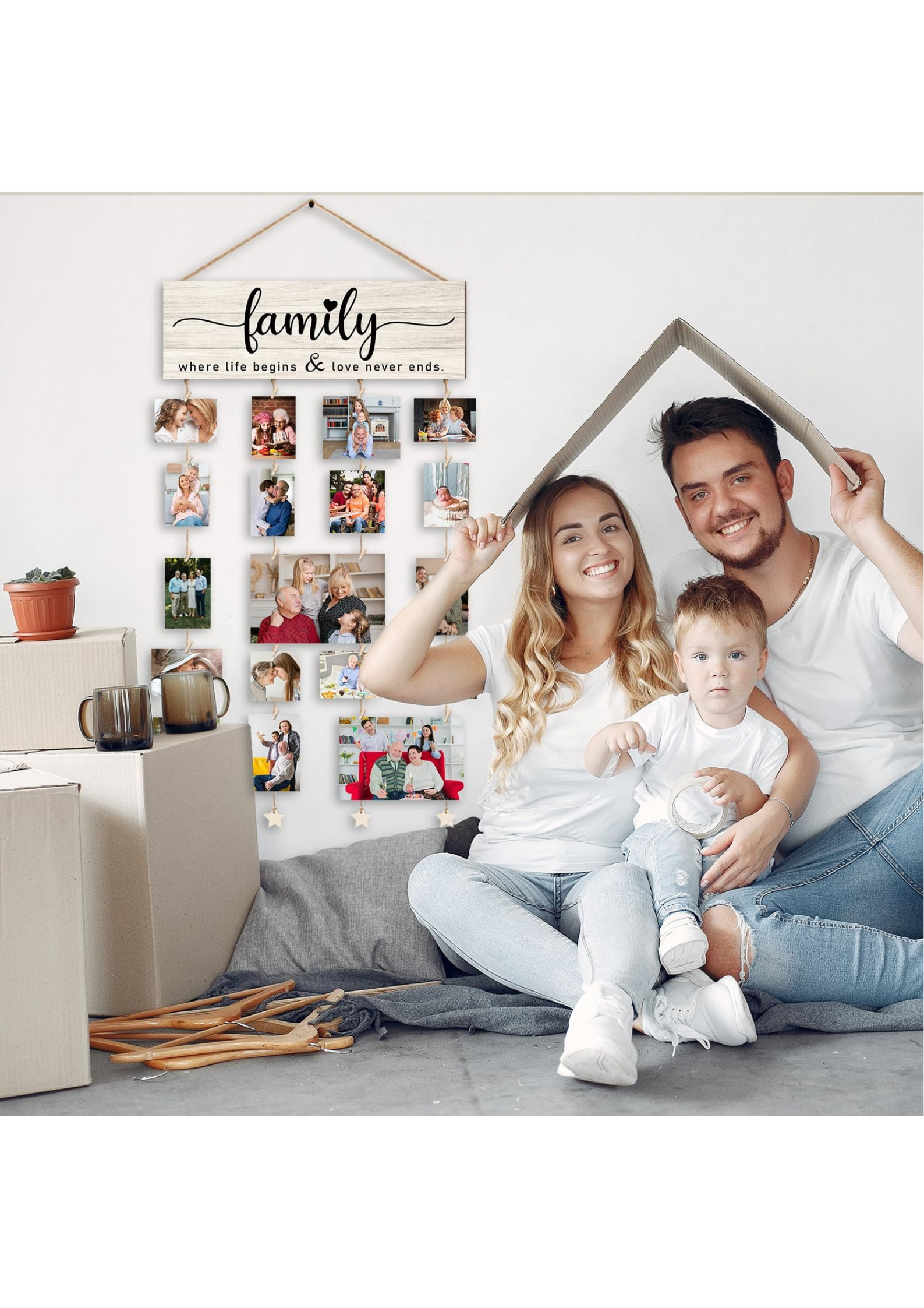 Photo Display wall decor displayed in Living Room