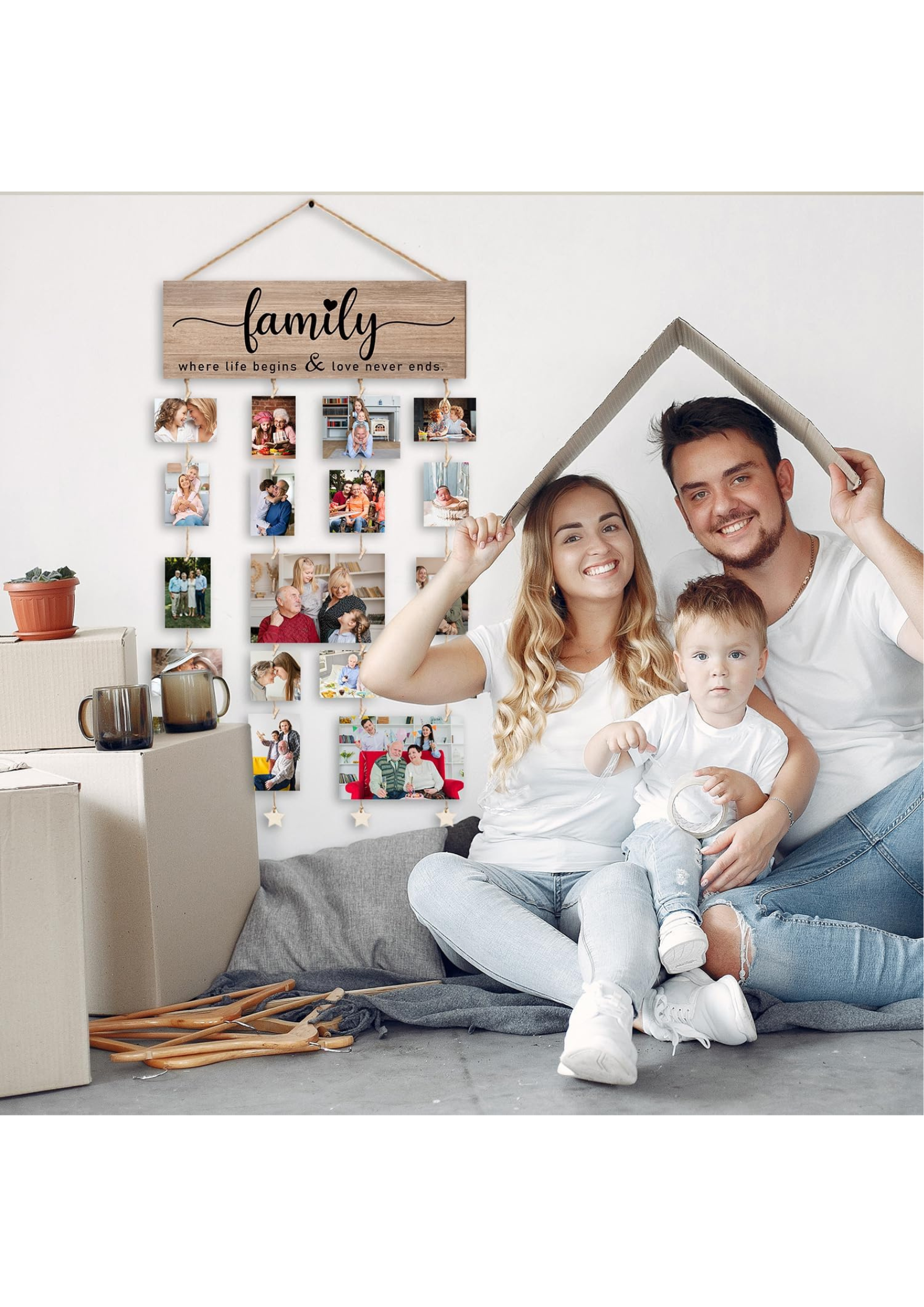 Photo Display wall decor displayed in Living Room