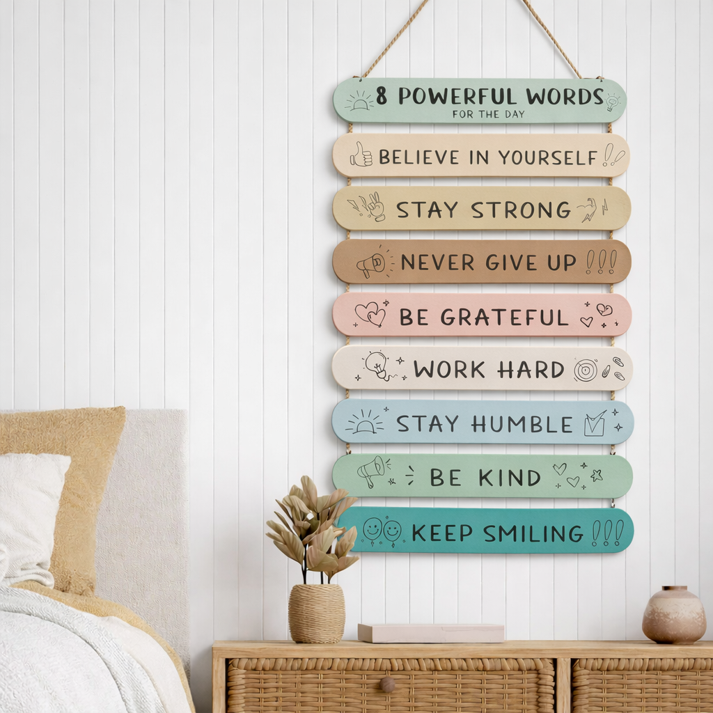 Positive Quotes wall decor closeup detail