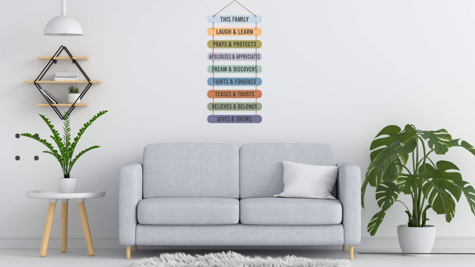 Quotes wall decor closeup detail