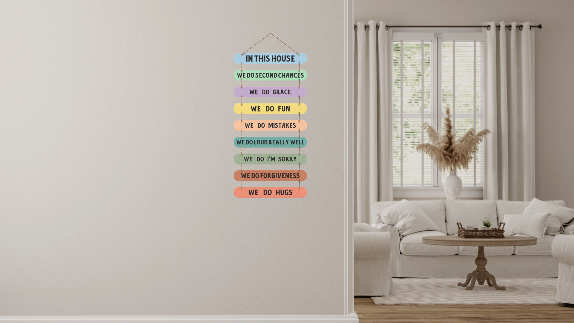 Quotes wall decor closeup detail