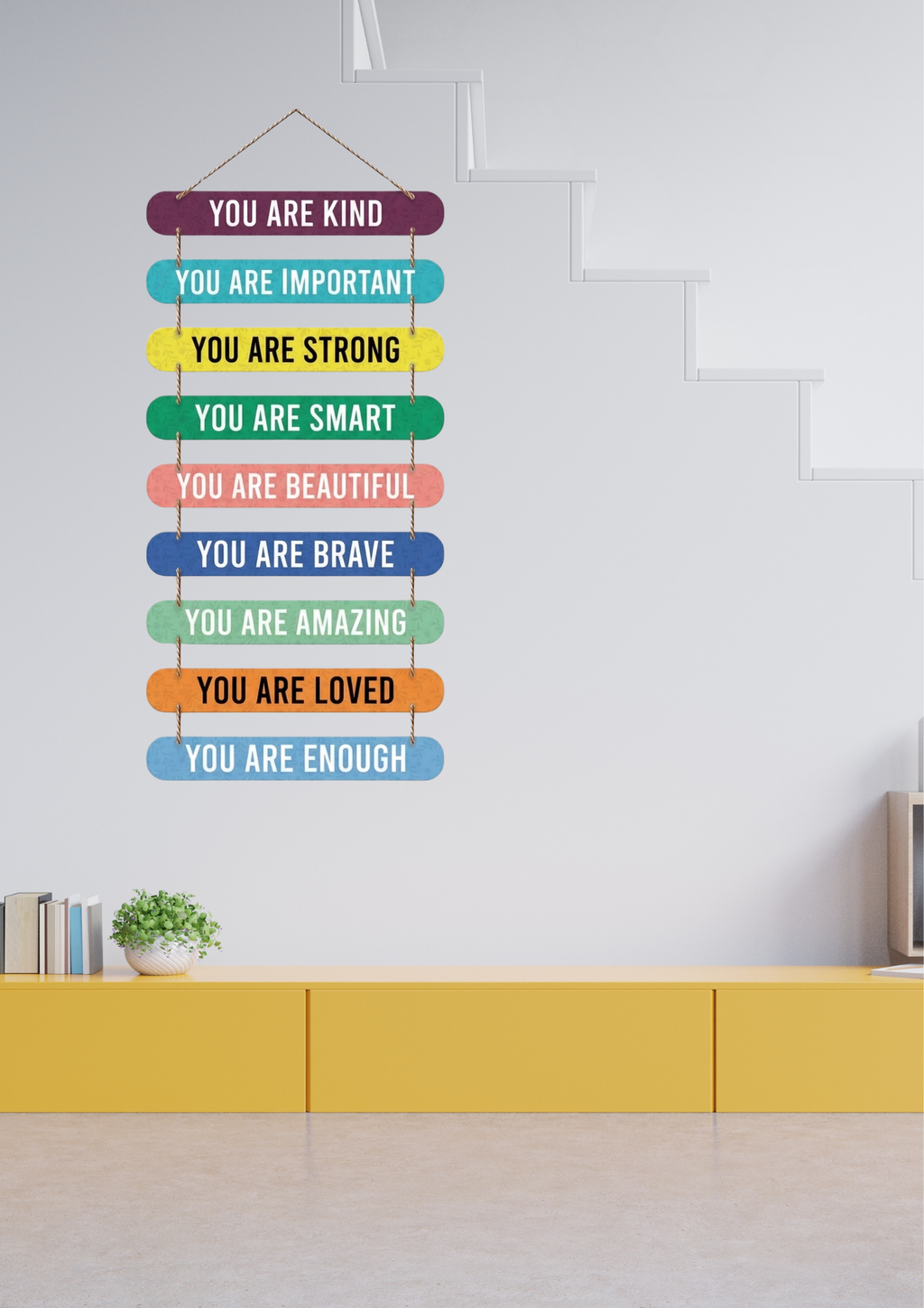 Quotes wall decor closeup detail